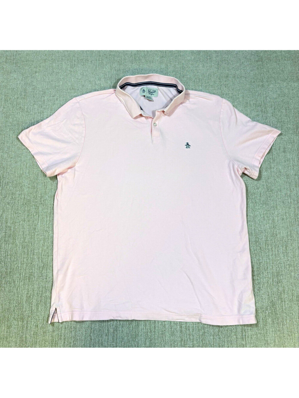 Original Penguin Mens XXL Pink Solid Cotton Short Sleeve Polo Embroidered Logo